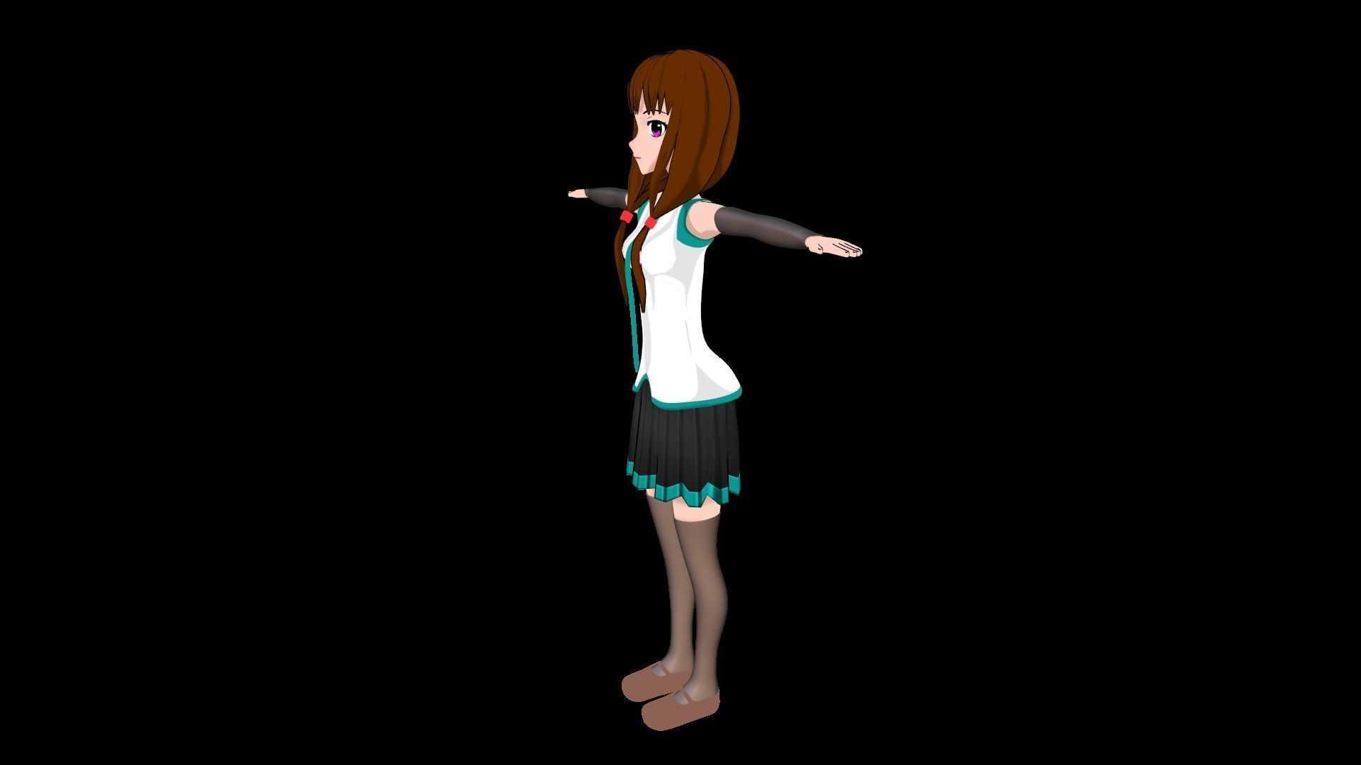 cute student character 3D model_1