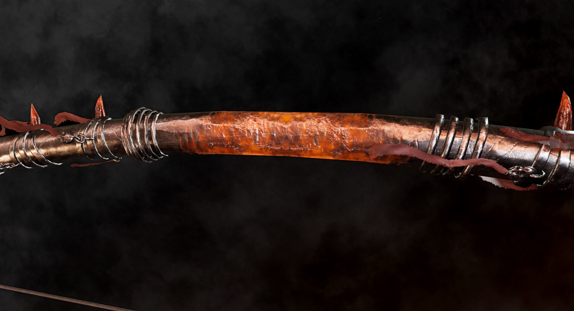 Fire Bow - Dark Fantasy PBR game ready 3d weapon Low-poly 3D model_5