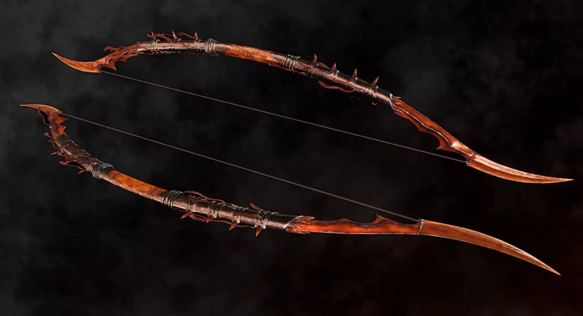 Fire Bow - Dark Fantasy PBR game ready 3d weapon Low-poly 3D model_0