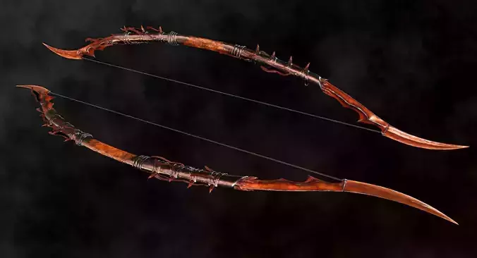 Fire Bow - Dark Fantasy PBR game ready 3d weapon Low-poly 3D model