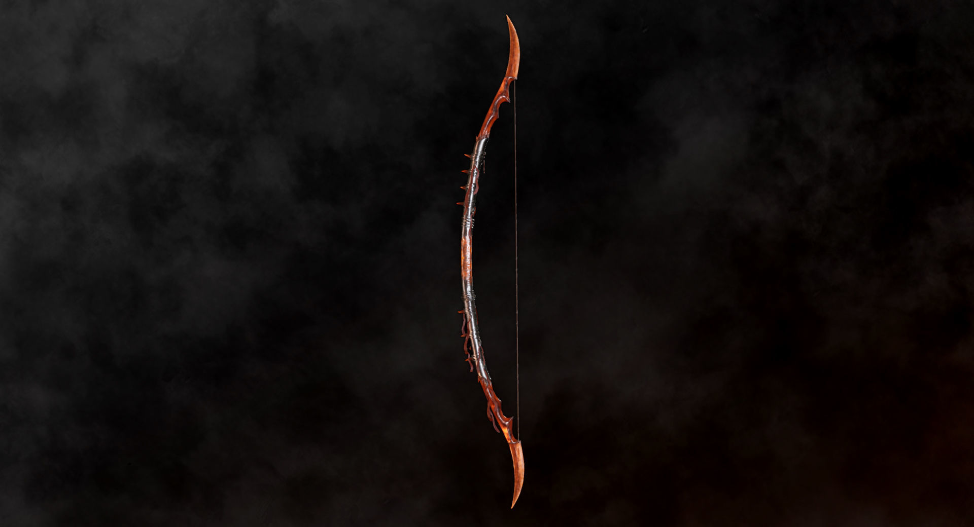 Fire Bow - Dark Fantasy PBR game ready 3d weapon Low-poly 3D model_2