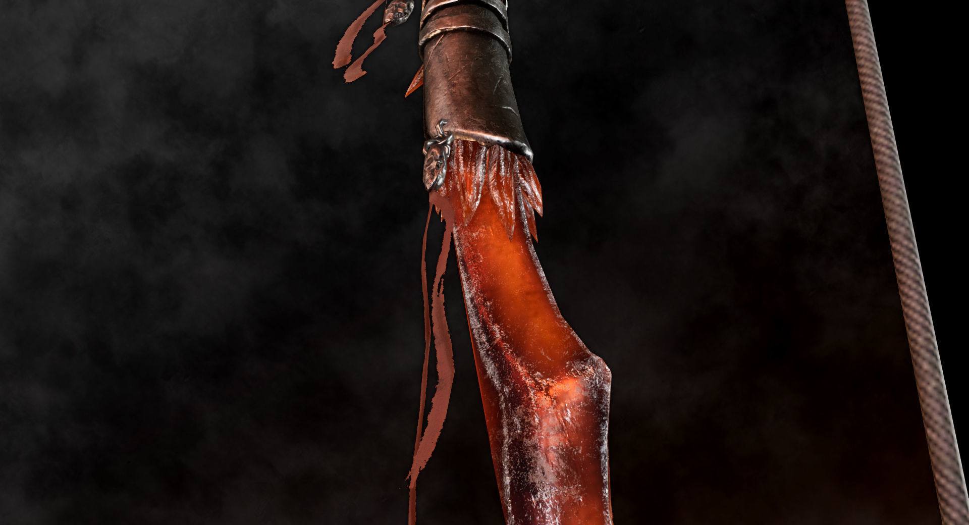 Fire Bow - Dark Fantasy PBR game ready 3d weapon Low-poly 3D model_6