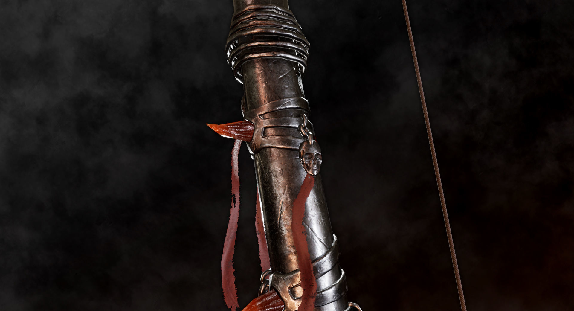 Fire Bow - Dark Fantasy PBR game ready 3d weapon Low-poly 3D model_8