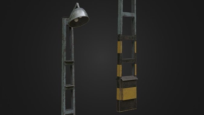 Old Worn Street Light 04 Low-poly 3D model