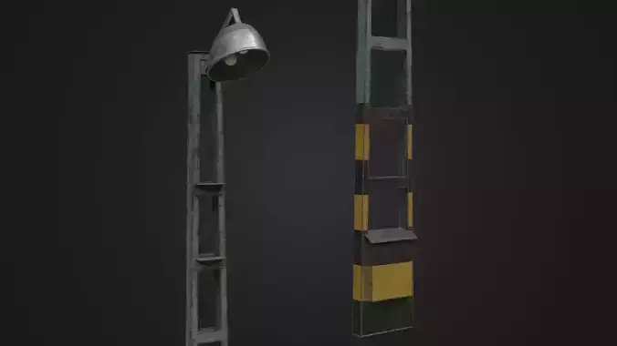 Old Worn Street Light 04 Low-poly 3D model