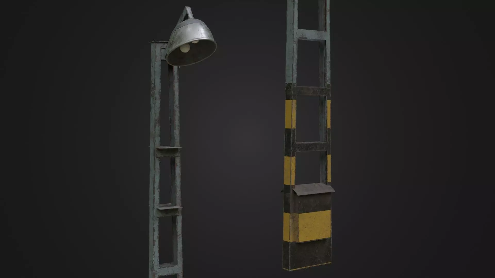 Old Worn Street Light 04 Low-poly 3D model_0