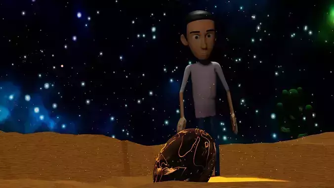 dark moon stone animation short film 3D model