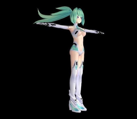 Hyperdimension Neptunia Mk2 - Green Heart Low-poly 3D model Low-poly 3D model