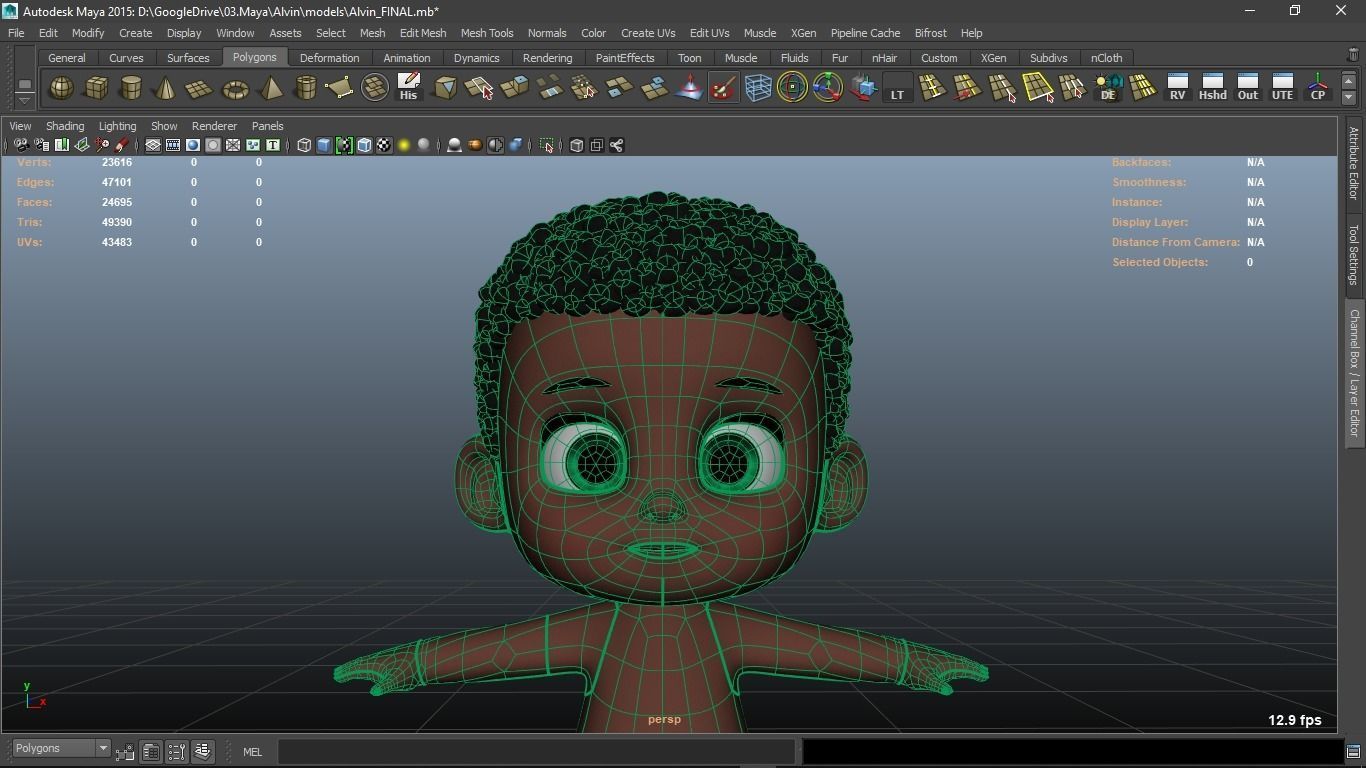 Alvin cartoon boy character 3D model_17