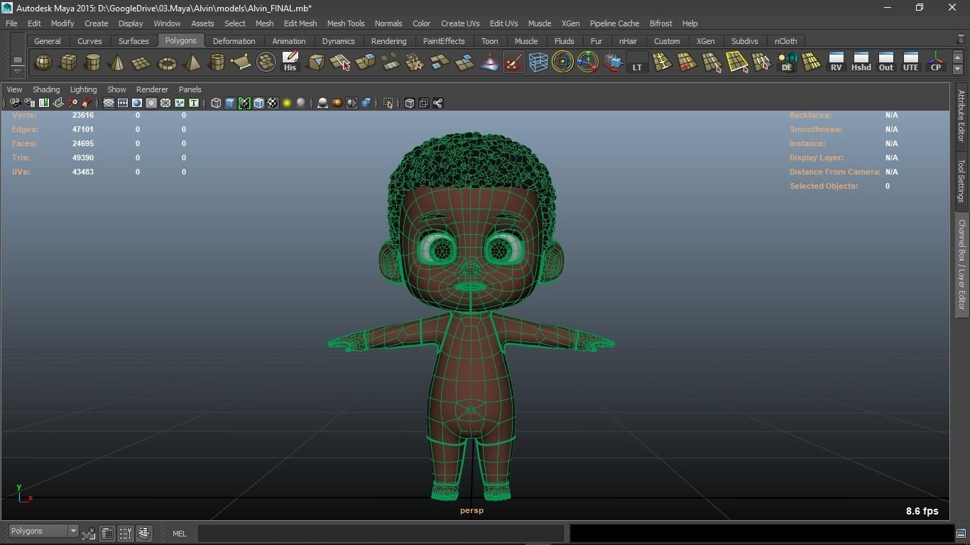 Alvin cartoon boy character 3D model_9