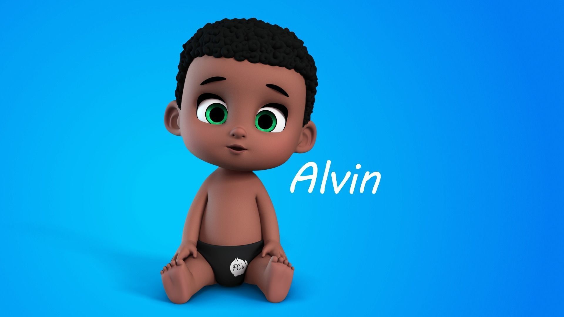 Alvin cartoon boy character 3D model_0