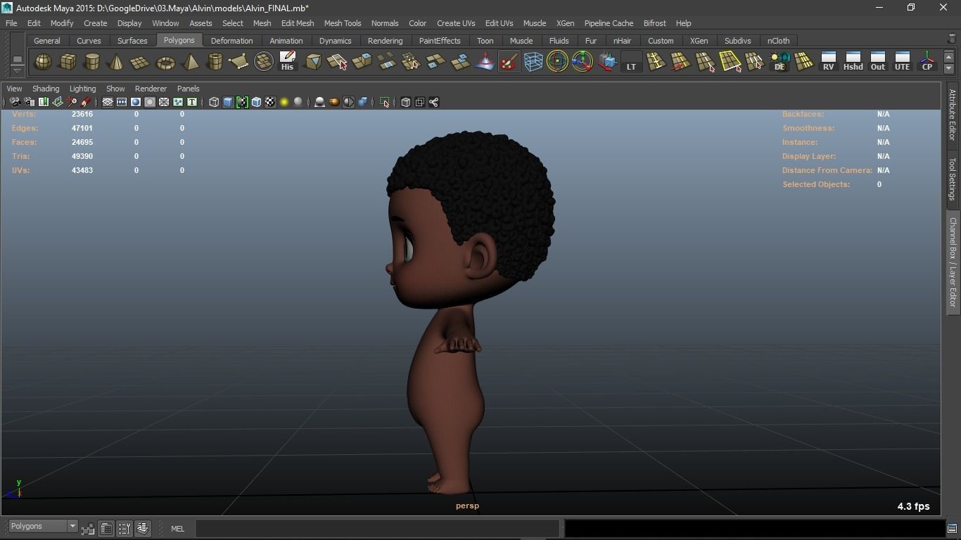 Alvin cartoon boy character 3D model_10