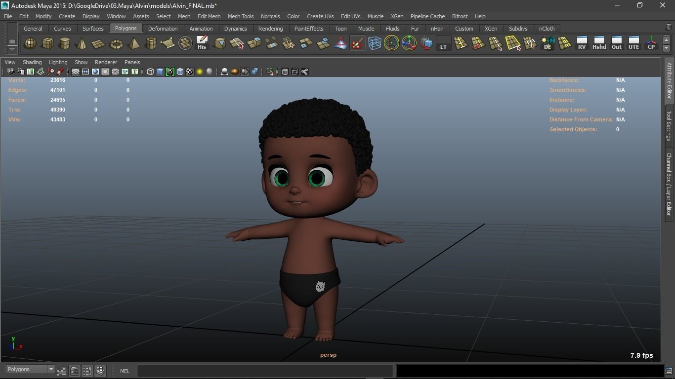 Alvin cartoon boy character 3D model_7