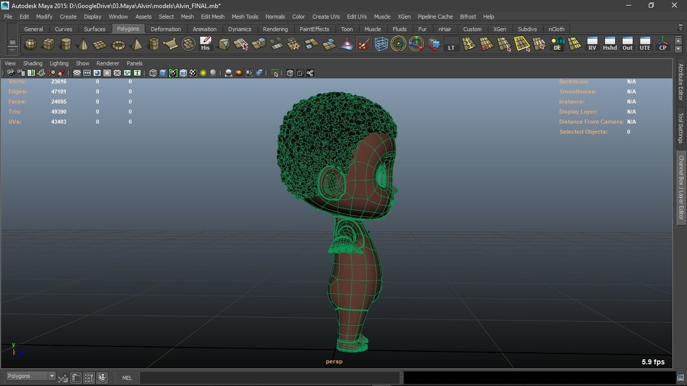 Alvin cartoon boy character 3D model_15