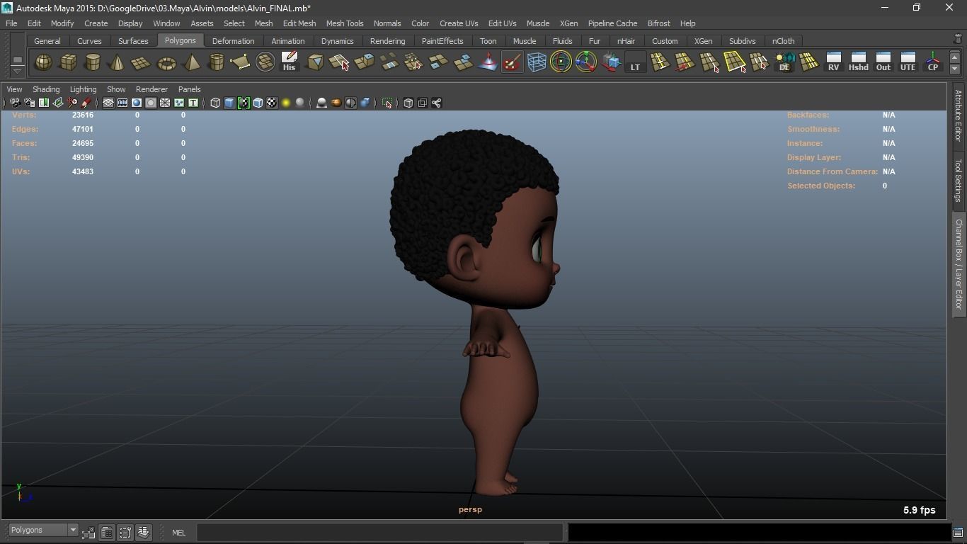Alvin cartoon boy character 3D model_14