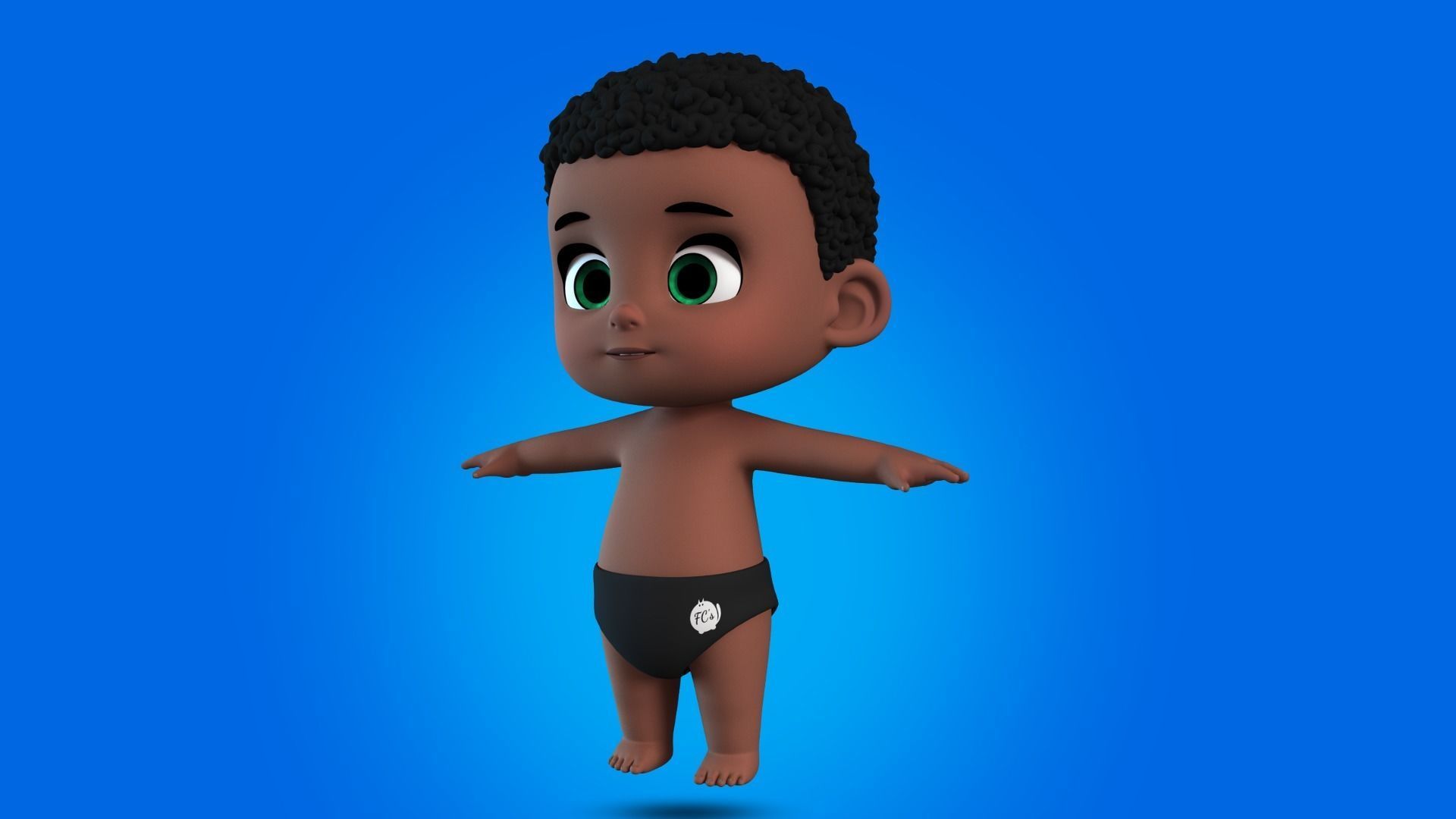 Alvin cartoon boy character 3D model_2