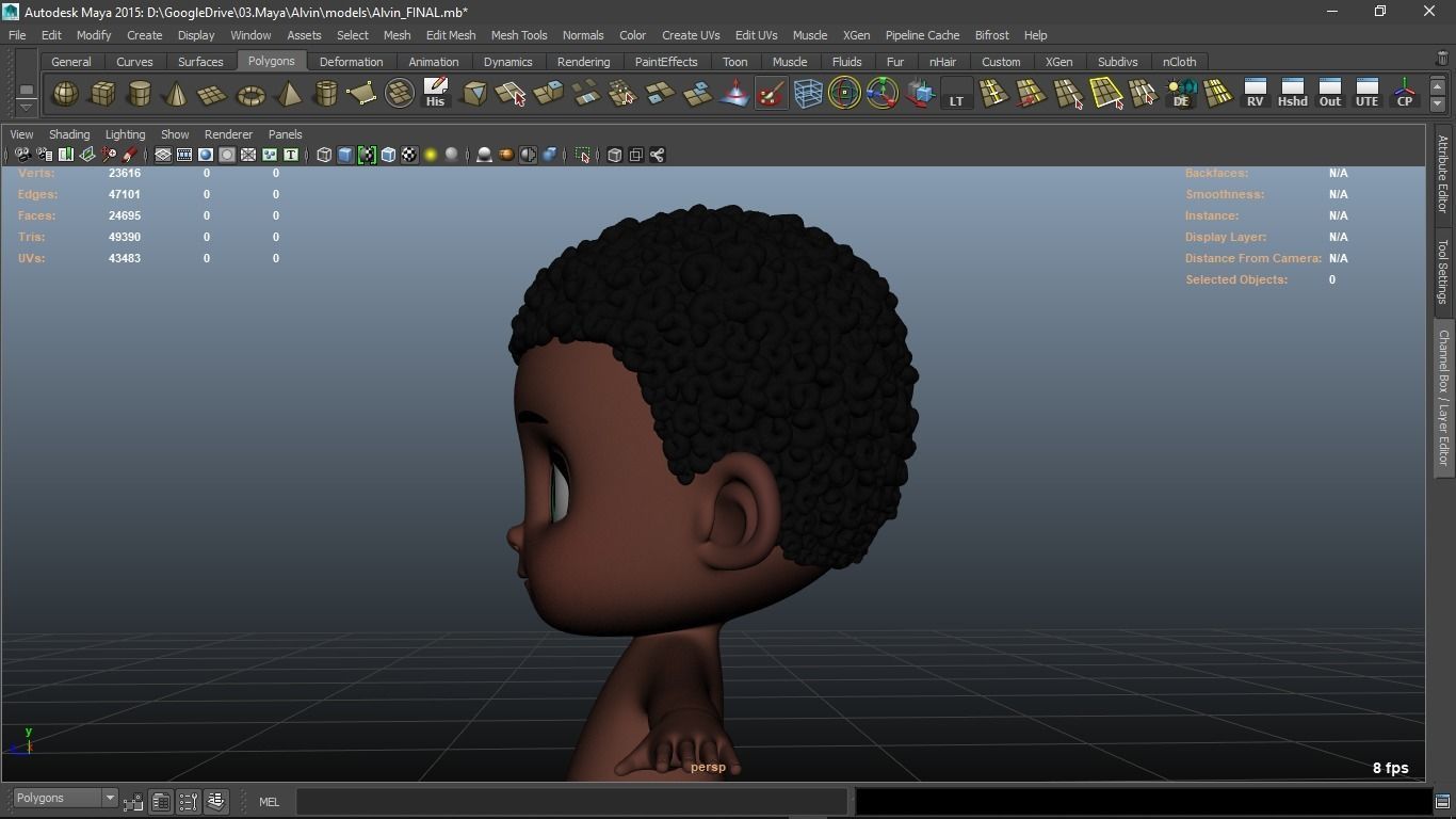 Alvin cartoon boy character 3D model_18