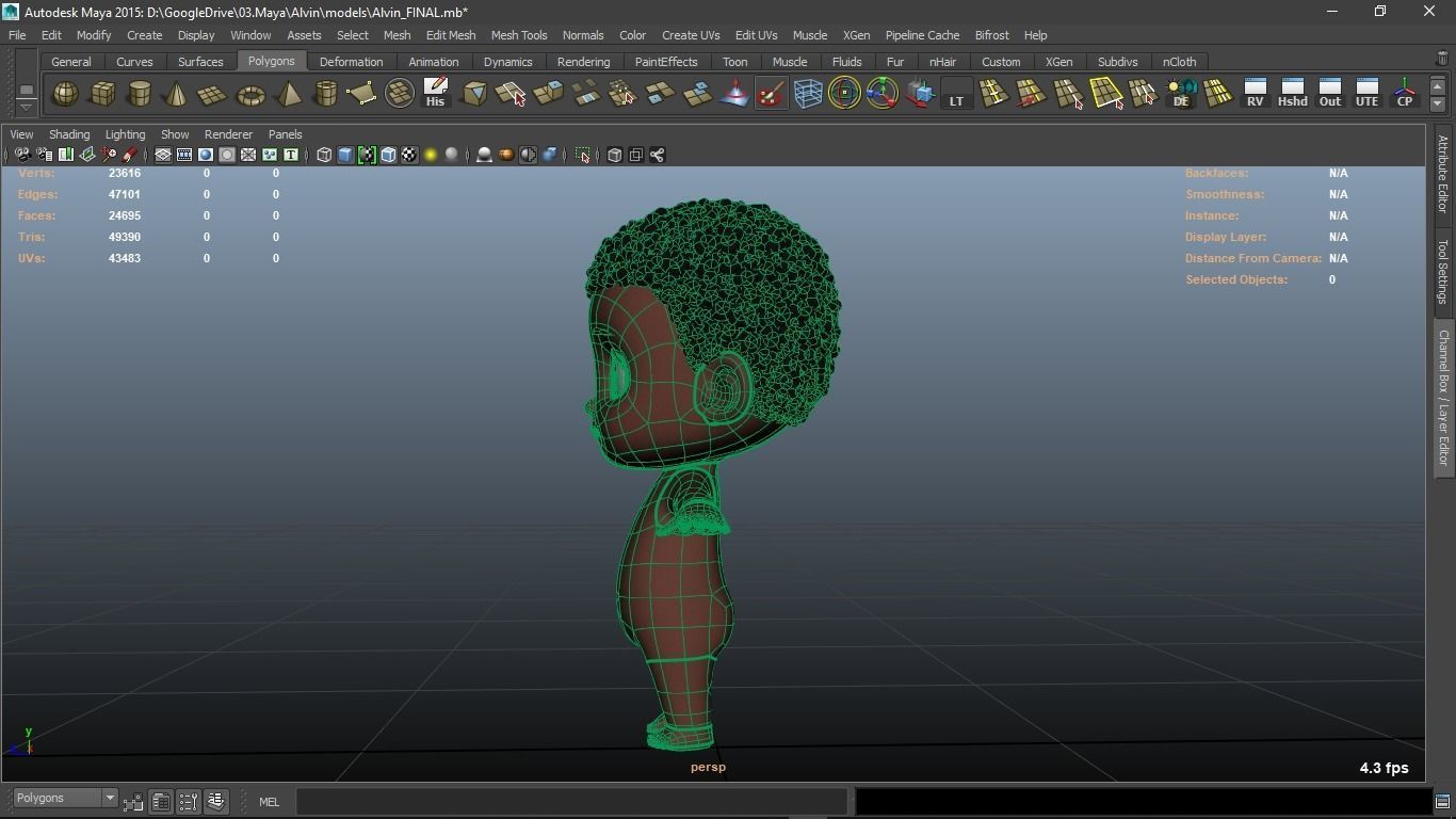 Alvin cartoon boy character 3D model_11