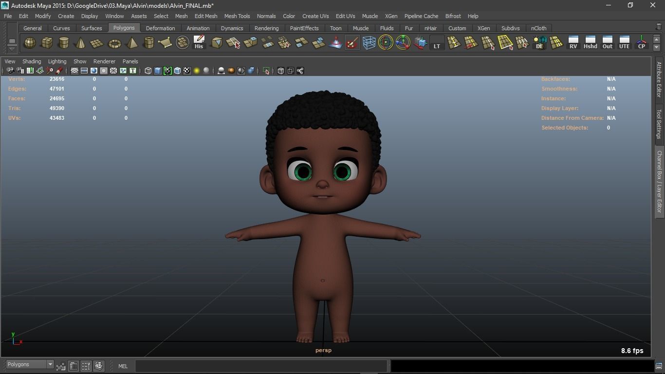 Alvin cartoon boy character 3D model_8