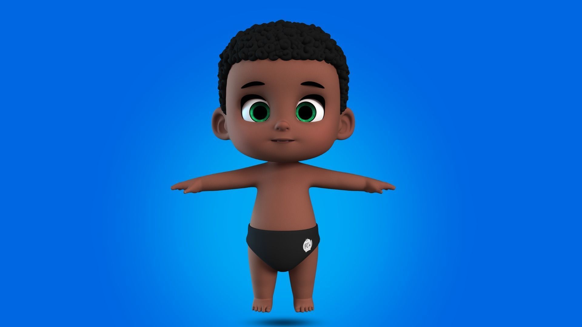 Alvin cartoon boy character 3D model_1