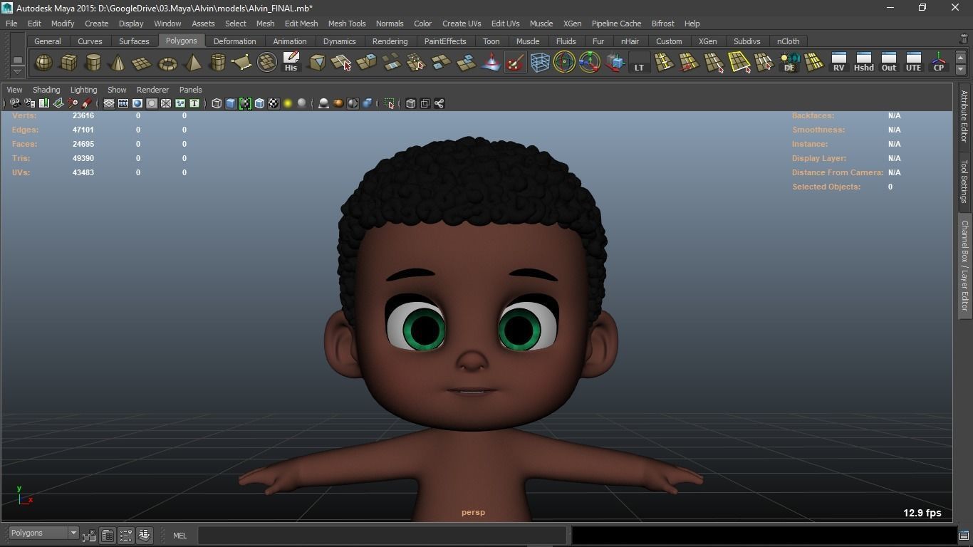 Alvin cartoon boy character 3D model_16