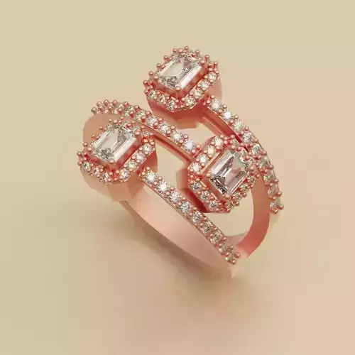 Diamond Ring 3 Diamond Emerald