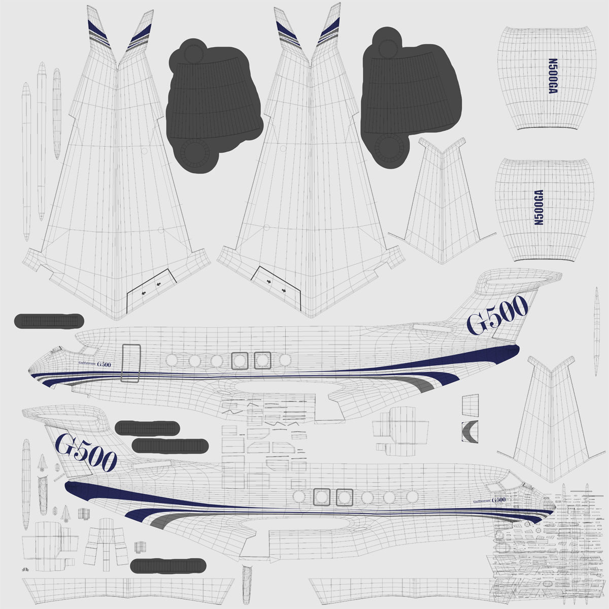 Business Jet Gulfstream G500 3D model_51