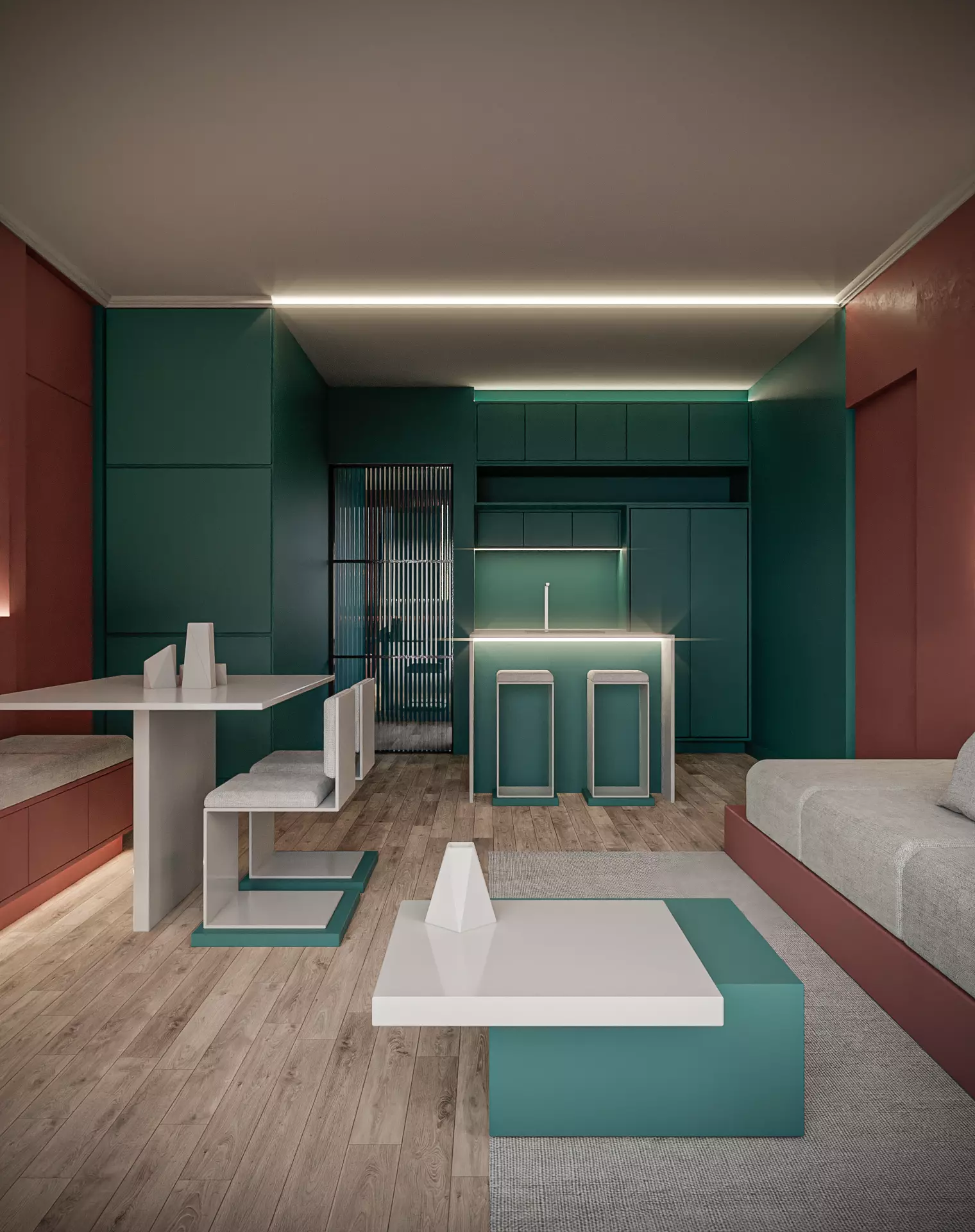 Project H living room in modern apartment Free 3D model