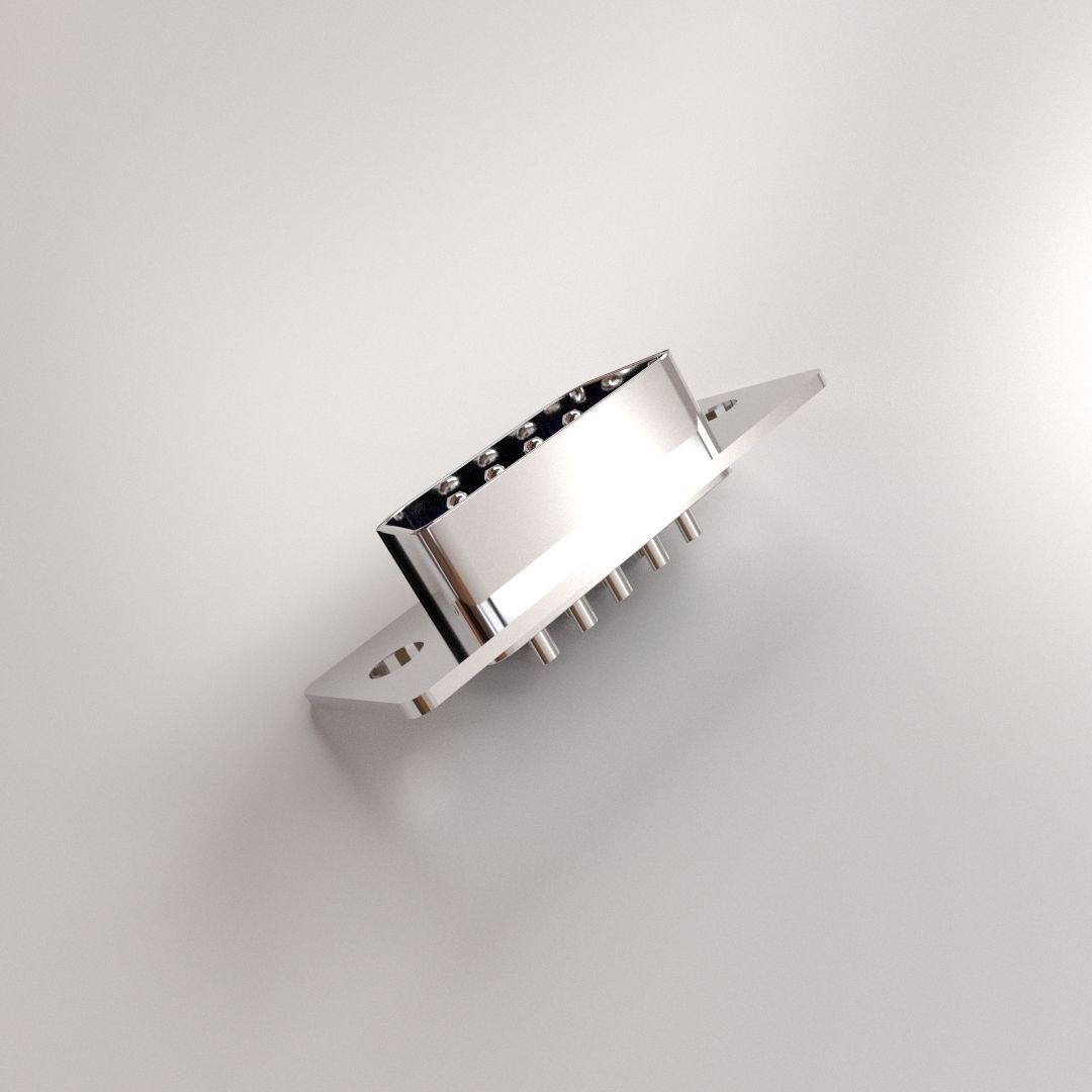 D-Sub Connector 9 Pin 3D model_1