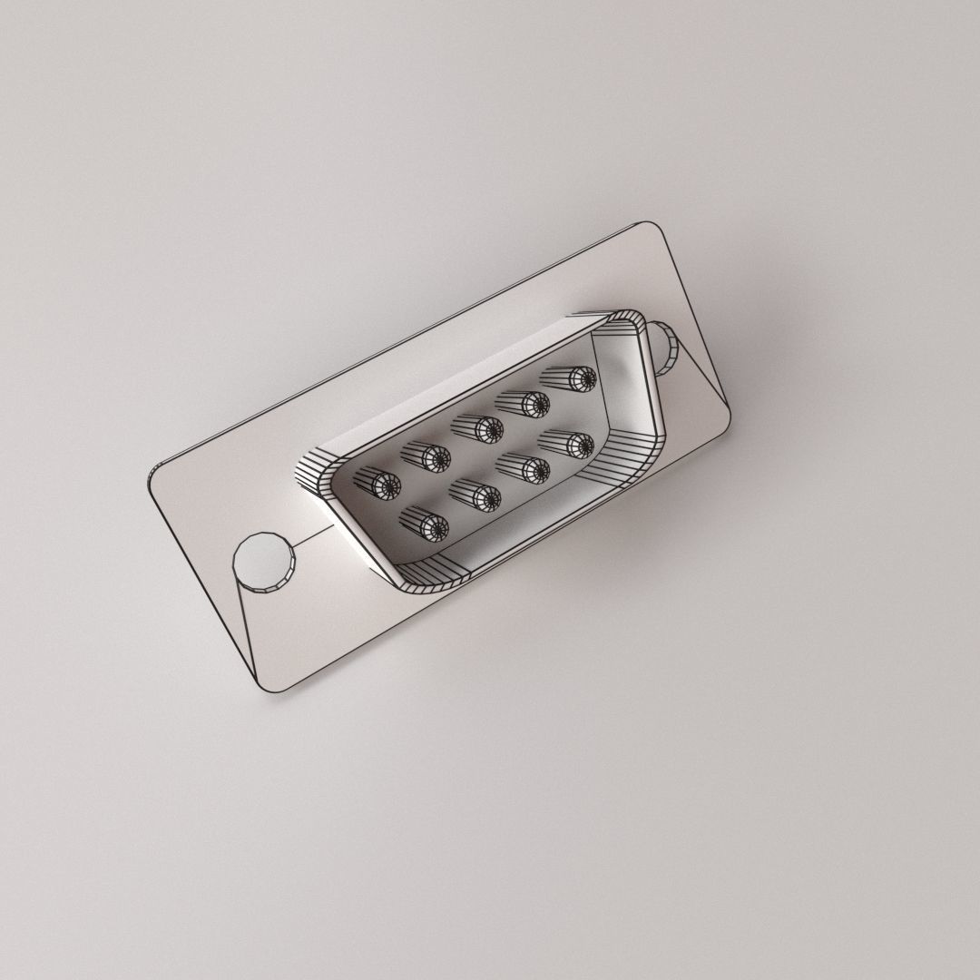 D-Sub Connector 9 Pin 3D model_4