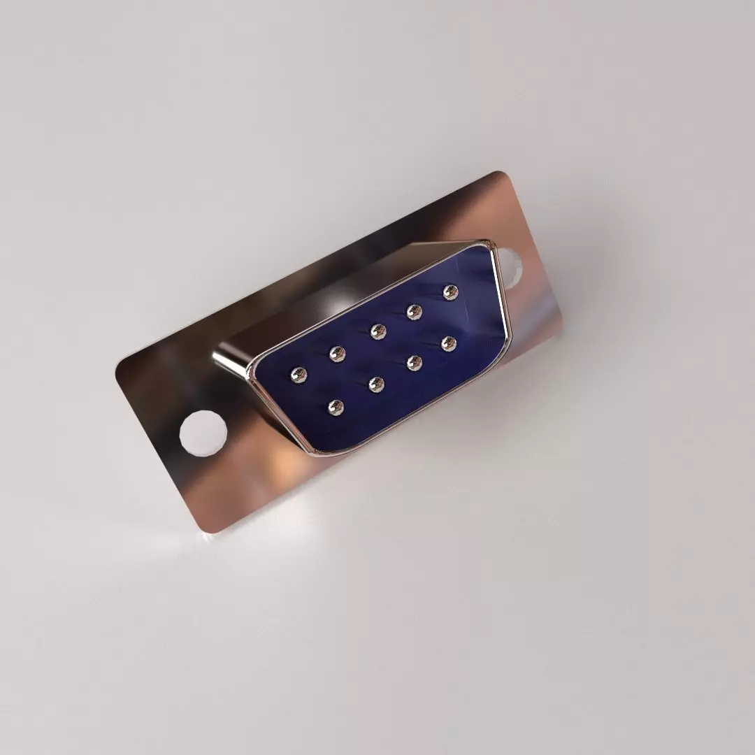 D-Sub Connector 9 Pin 3D model_0