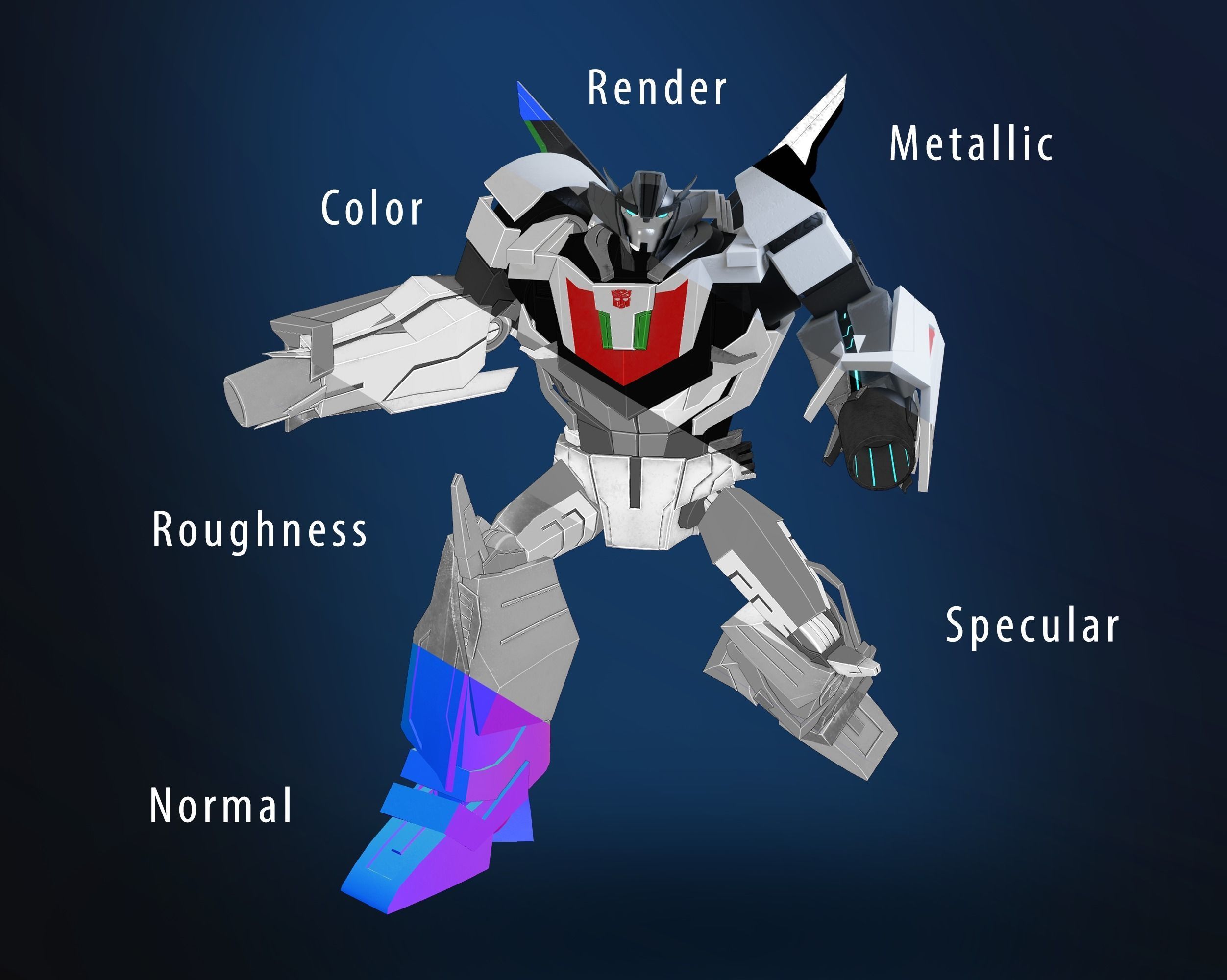 Wheeljack Transformers Prime Character Rig Low-poly 3D model_11