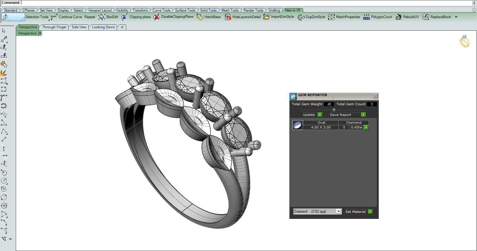 Diamond Ring oval-M 3D print model_15