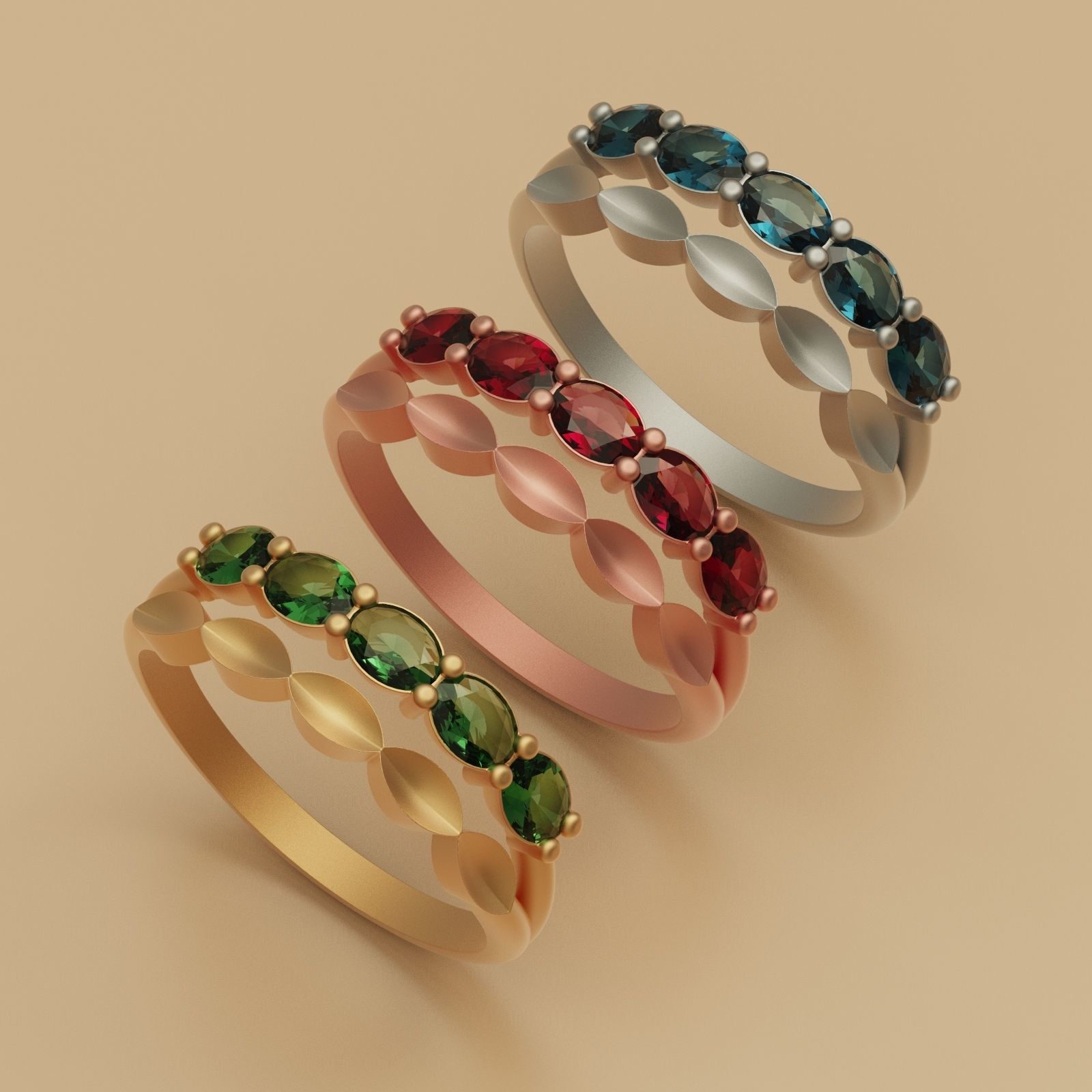 Diamond Ring oval-M 3D print model_1