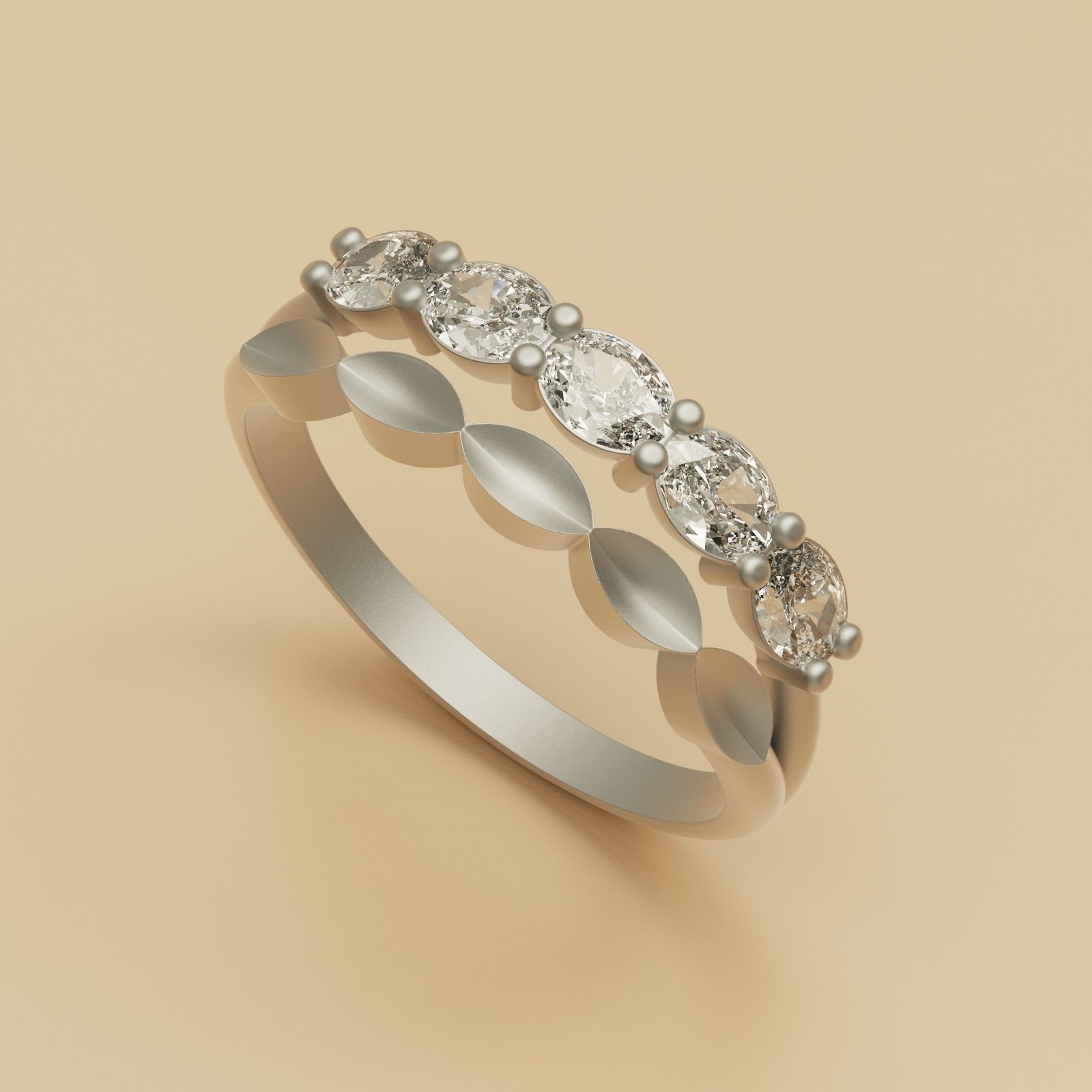 Diamond Ring oval-M 3D print model_4