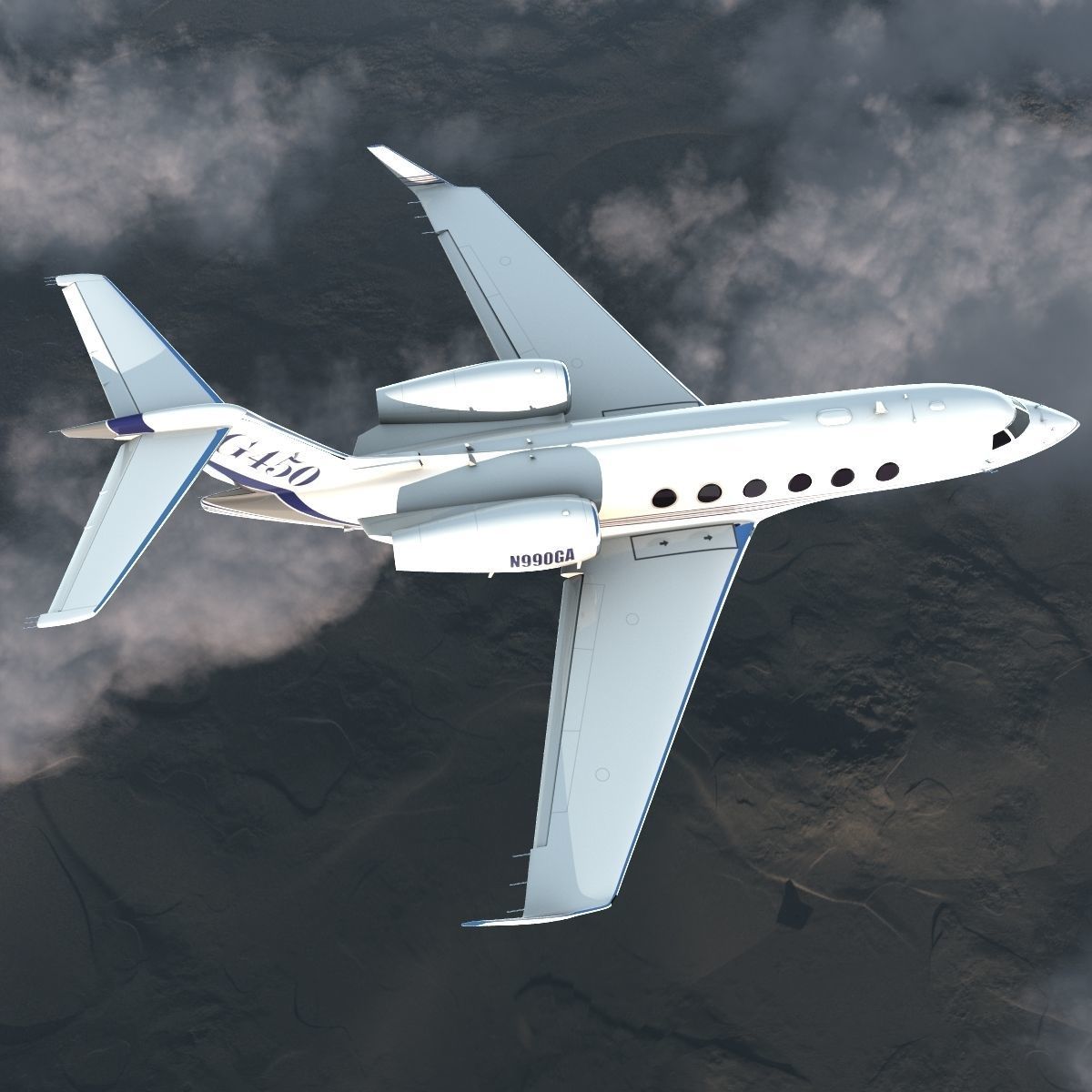 Gulfstream G450 Rigged 3D model_46