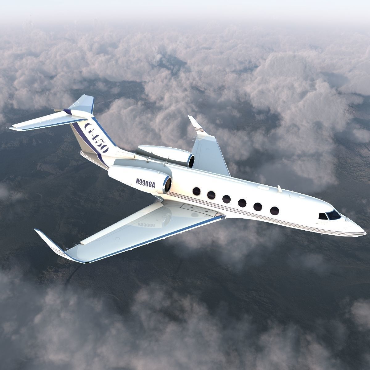 Gulfstream G450 Rigged 3D model_40