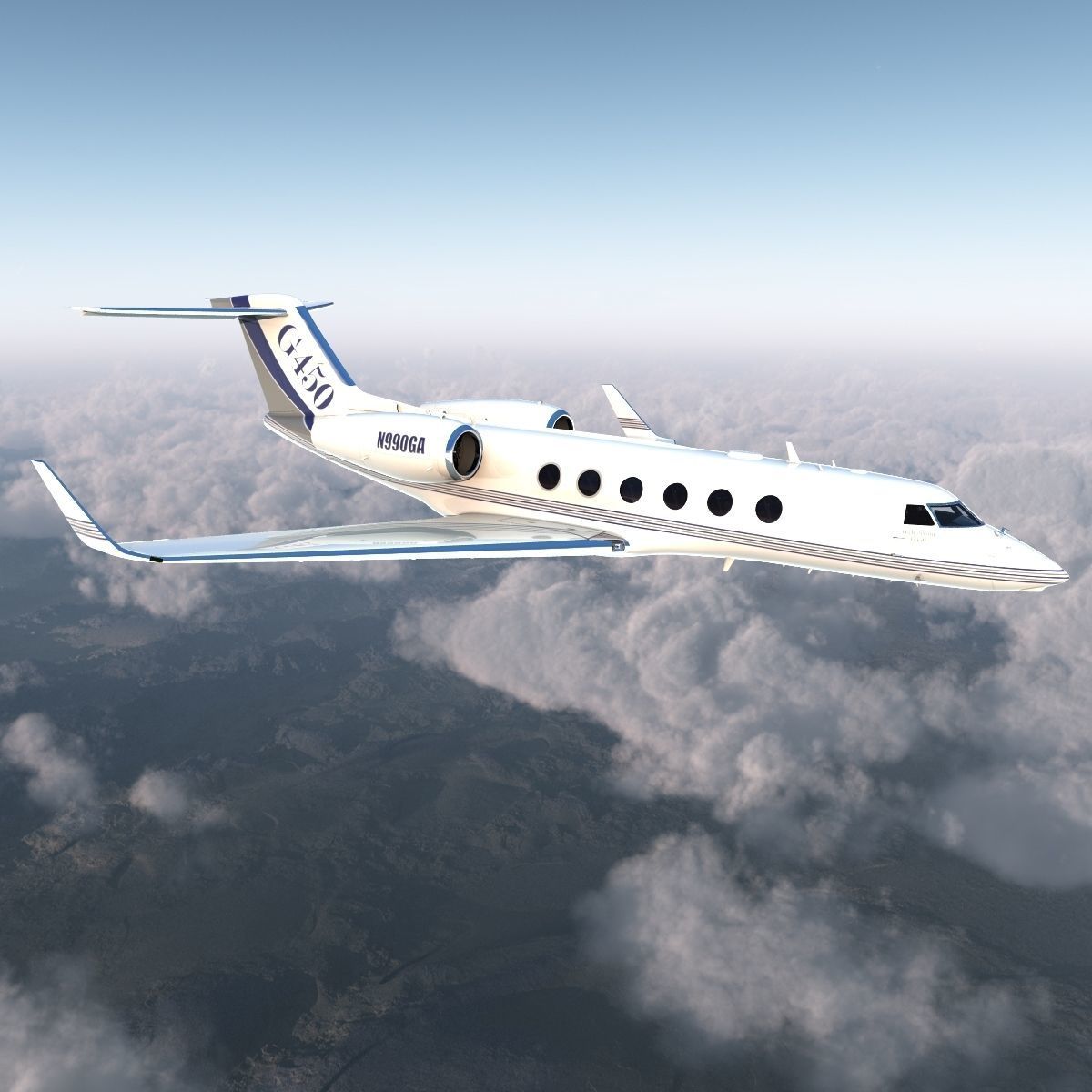 Gulfstream G450 Rigged 3D model_45
