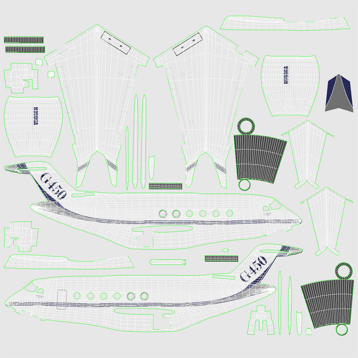Gulfstream G450 Rigged 3D model_59
