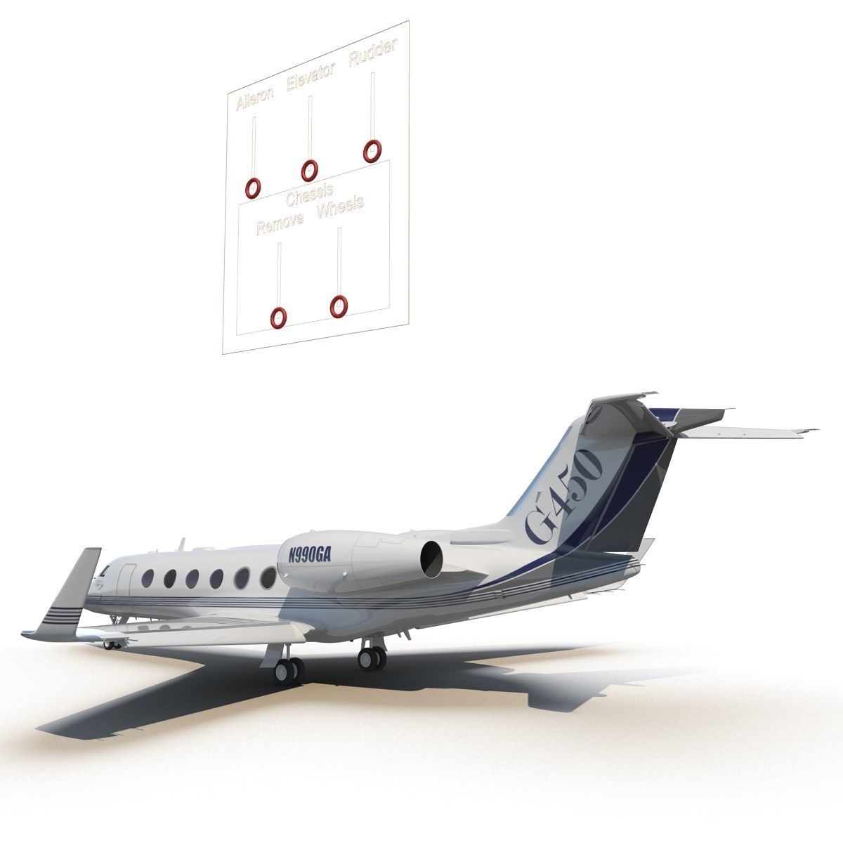 Gulfstream G450 Rigged 3D model_15
