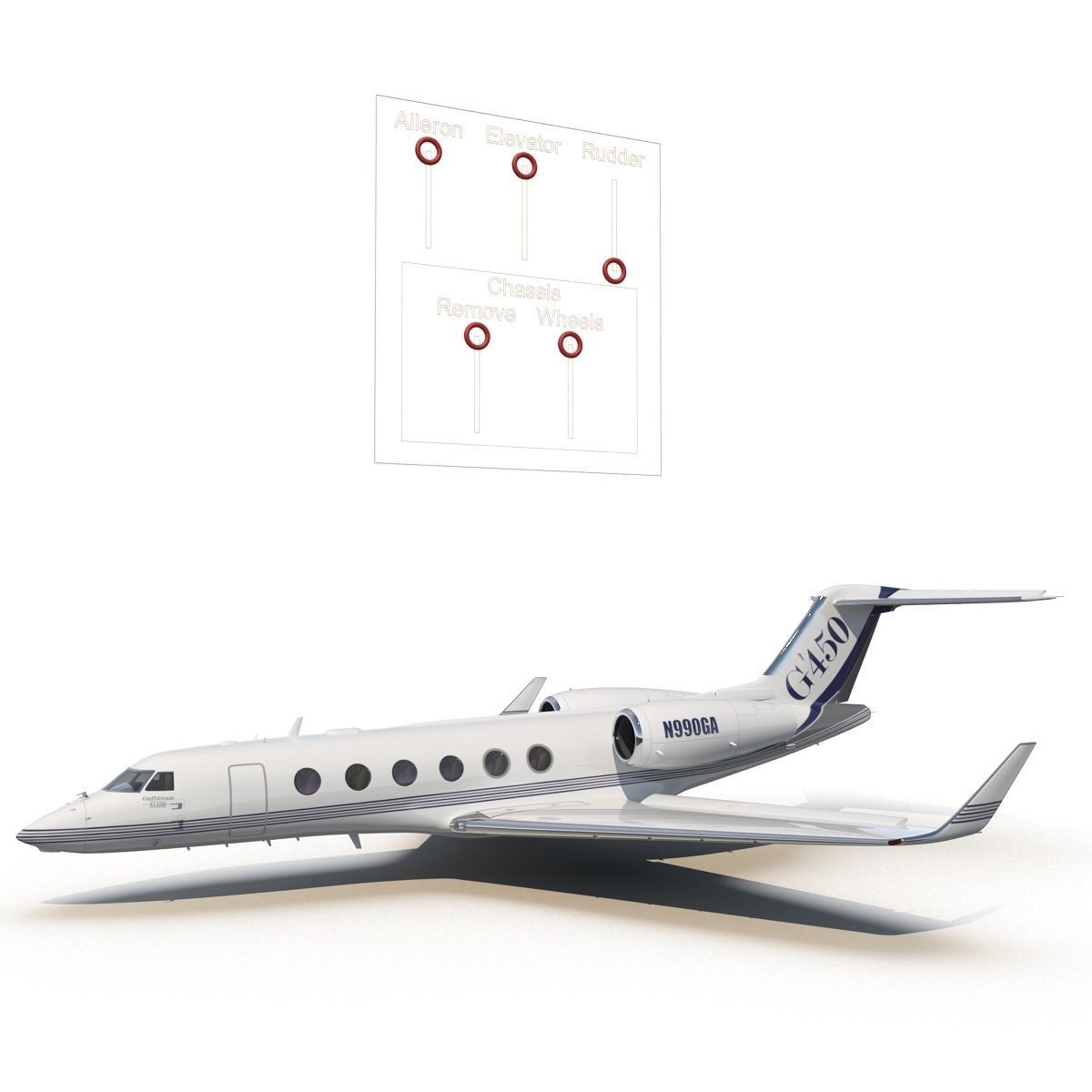 Gulfstream G450 Rigged 3D model_13