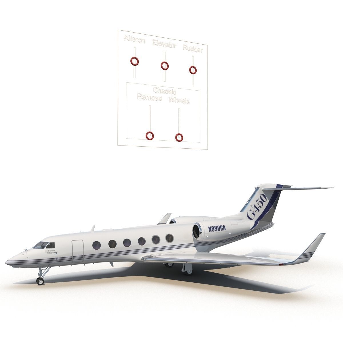 Gulfstream G450 Rigged 3D model_12