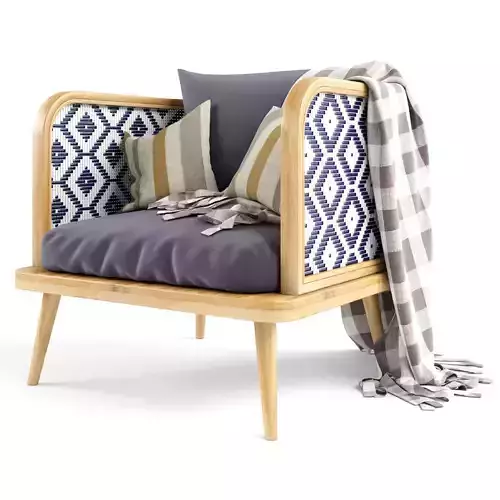 Chair outdoor rattan wood 3D model