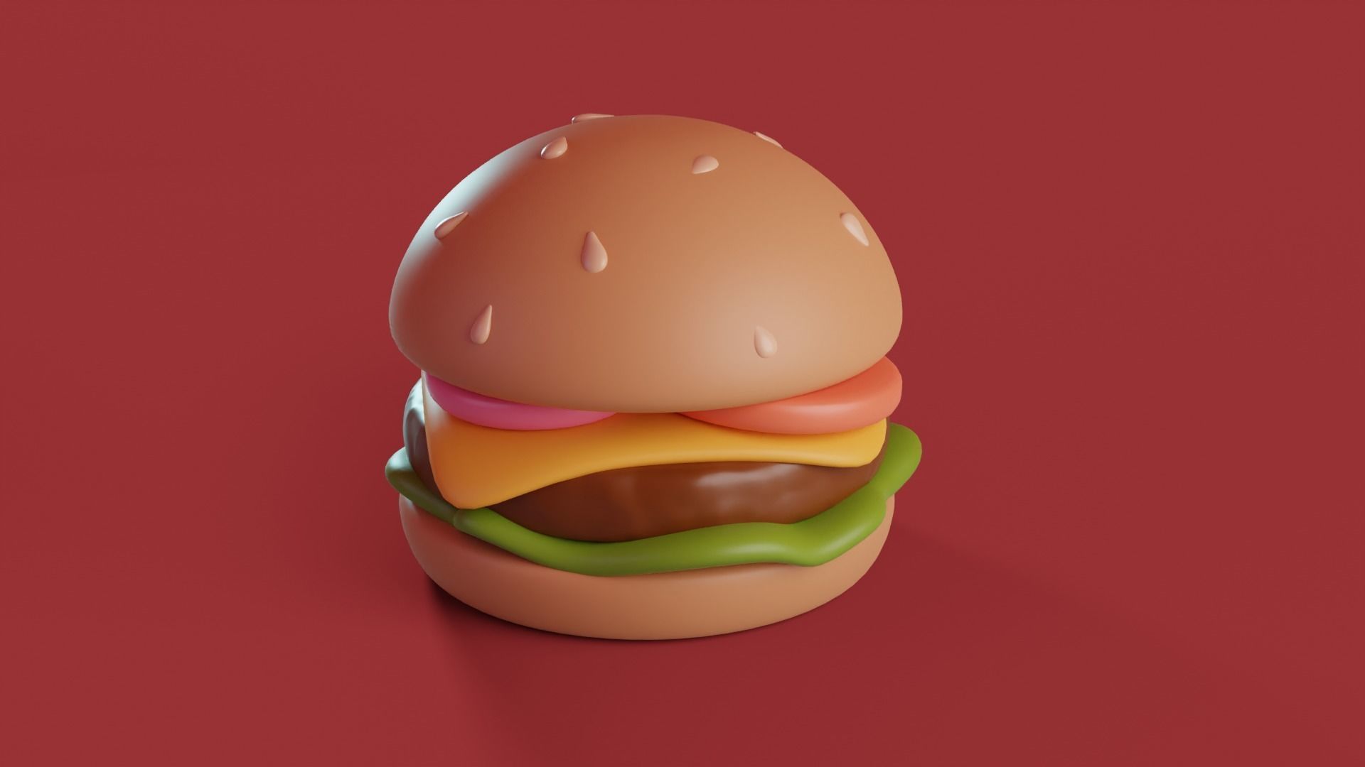 Cartoon Hamburger Low-poly 3D model_13