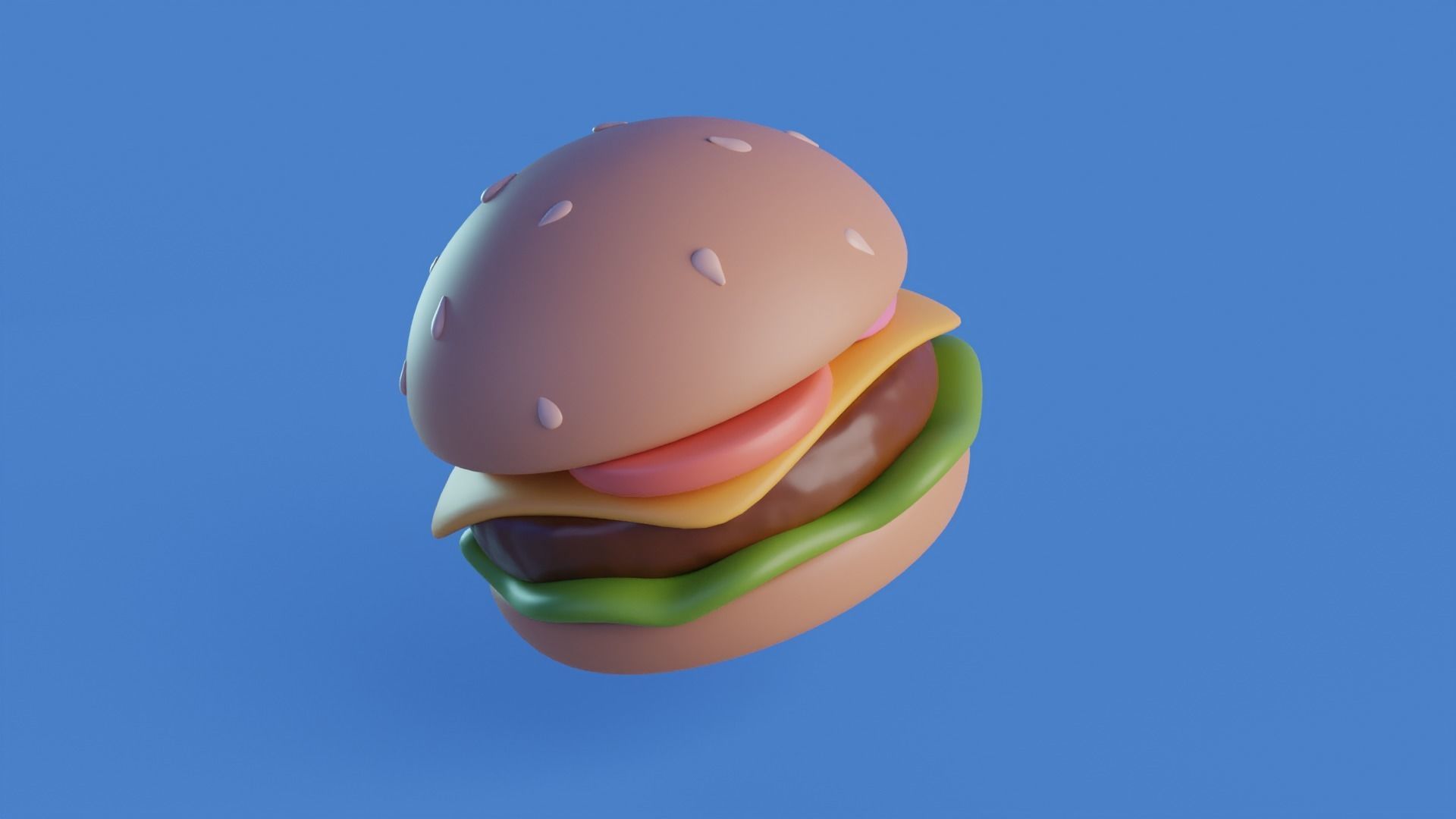 Cartoon Hamburger Low-poly 3D model_10