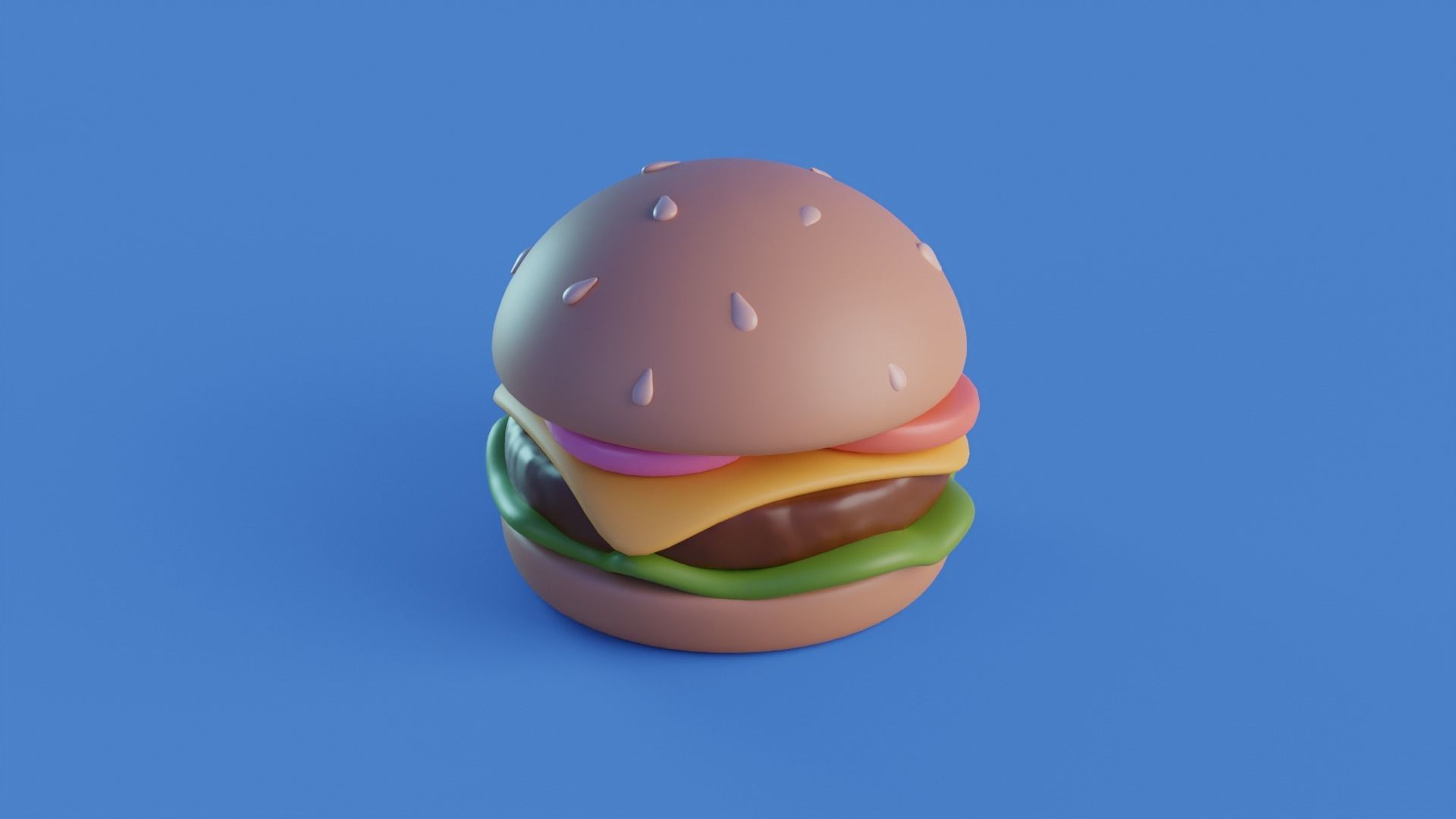 Cartoon Hamburger Low-poly 3D model_7