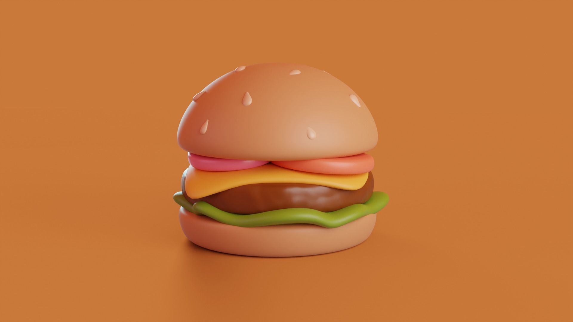 Cartoon Hamburger Low-poly 3D model_12