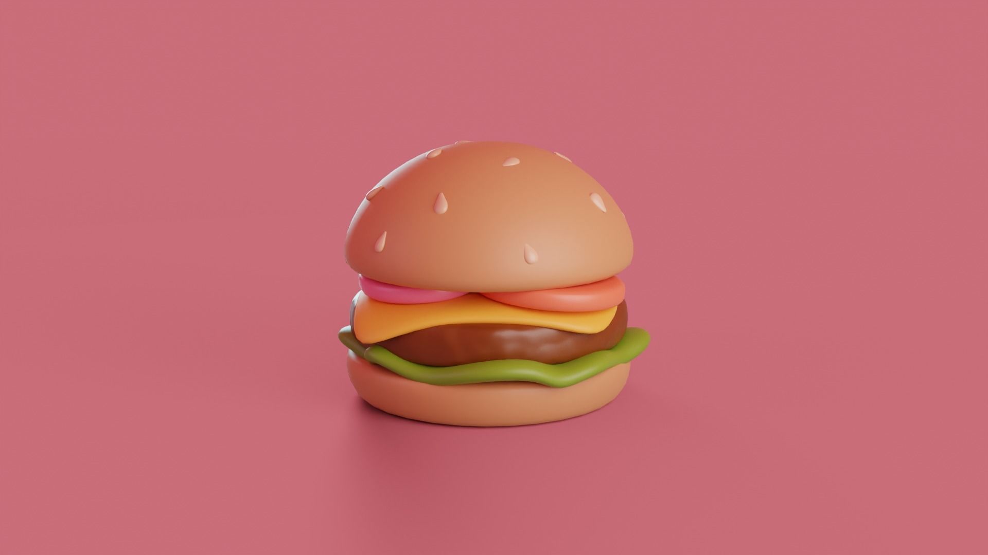 Cartoon Hamburger Low-poly 3D model_1