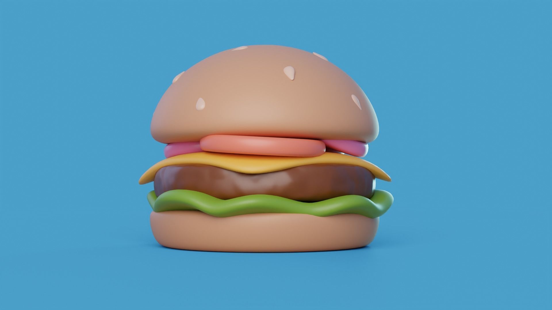 Cartoon Hamburger Low-poly 3D model_5