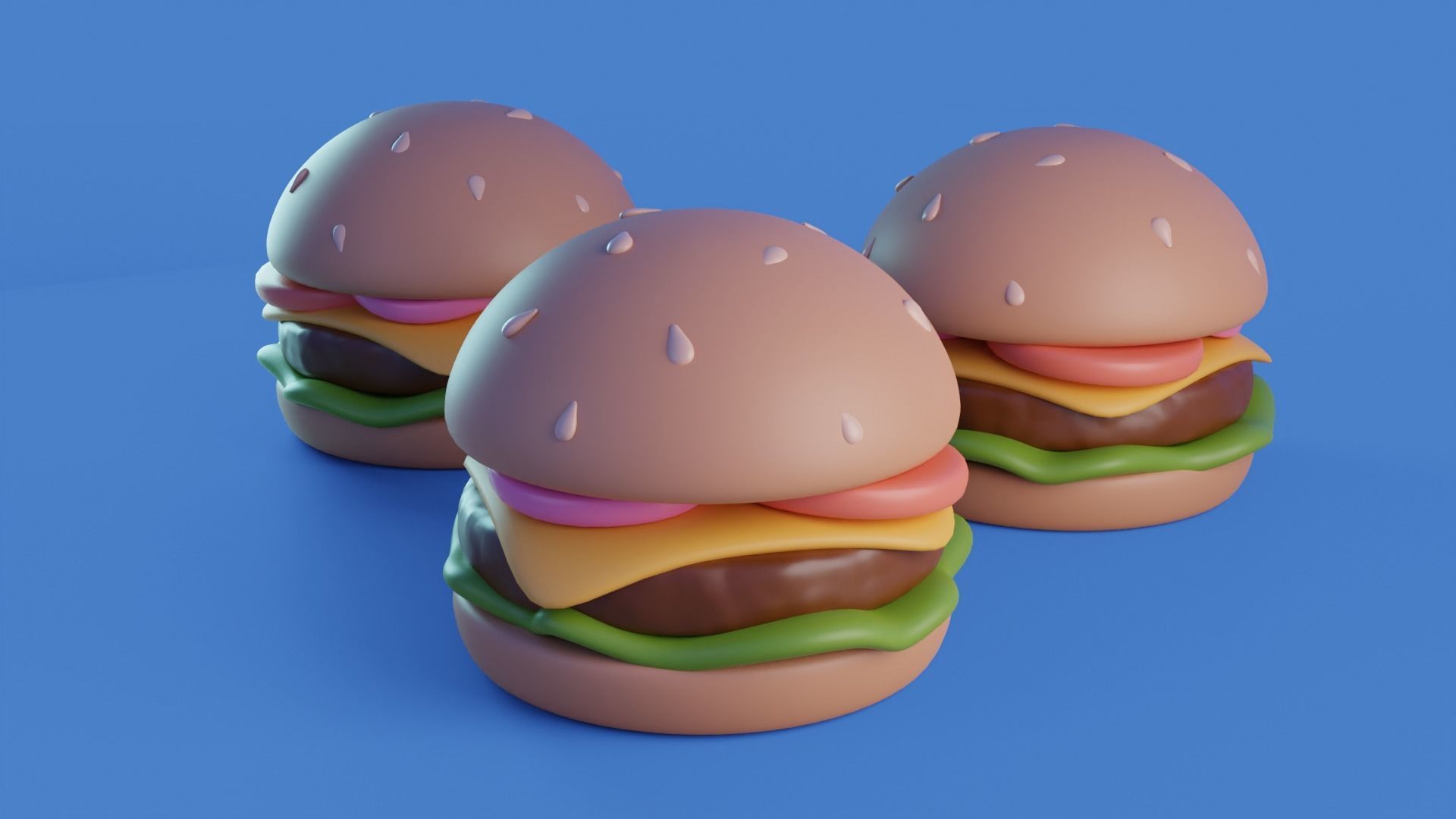 Cartoon Hamburger Low-poly 3D model_9